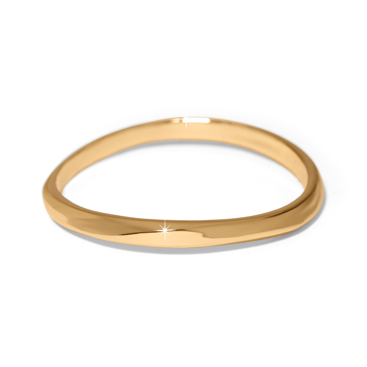 Gold plated Cascade Rio bangle bracelet with a smooth circular band.
