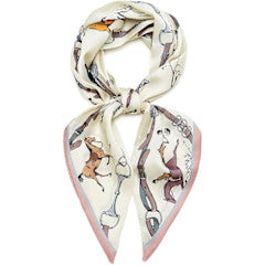 Polyester scarf wrap with a soft silk-like feel in gentle colors.