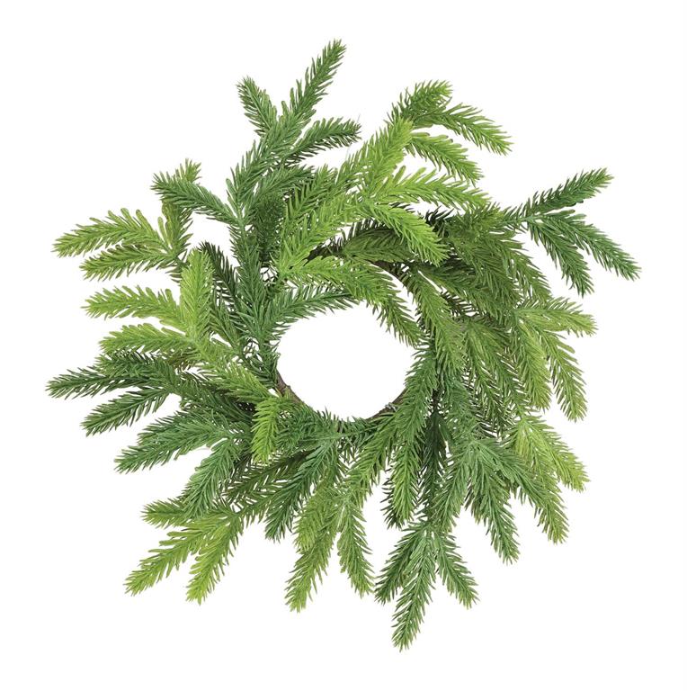 Real Touch Pine Candle Ring with green UV-proof artificial pine needles and a 3.5-inch inner opening