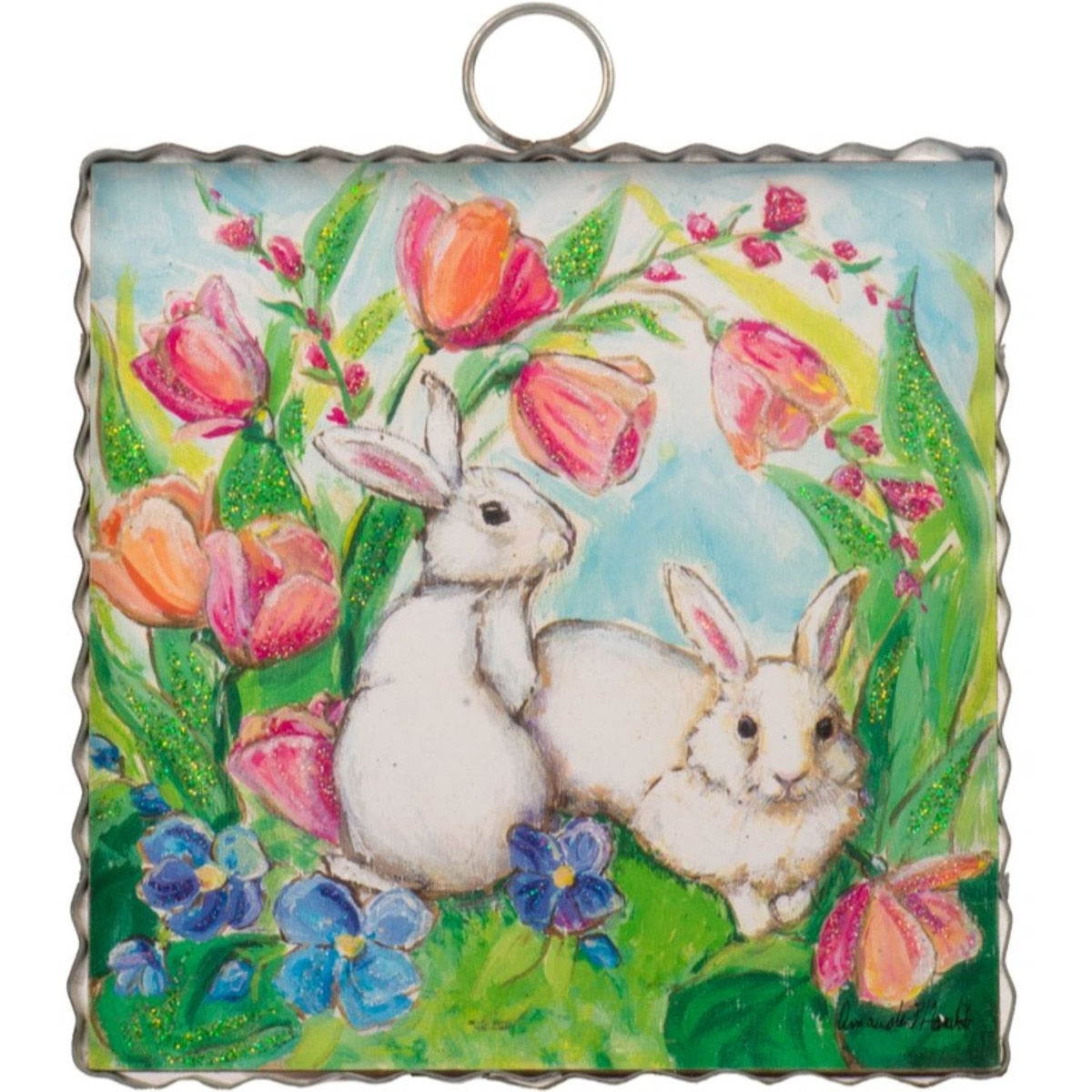 Mini Hamilton Easter Morning hanging ornament with a pastel blue finish.