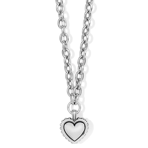 Silver-plated Pretty Tough Bold Heart Necklace with a chunky chain and heart-shaped pendant.