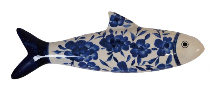 Hand-Painted Stoneware Fish Wall Décor