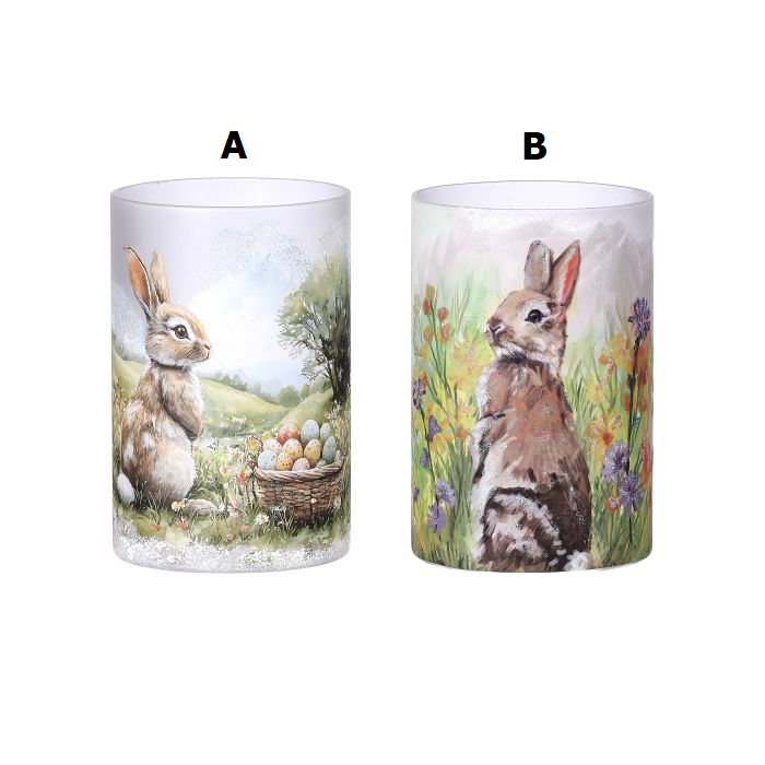 6-inch frosted glass vase with bunny shape holding a single flower