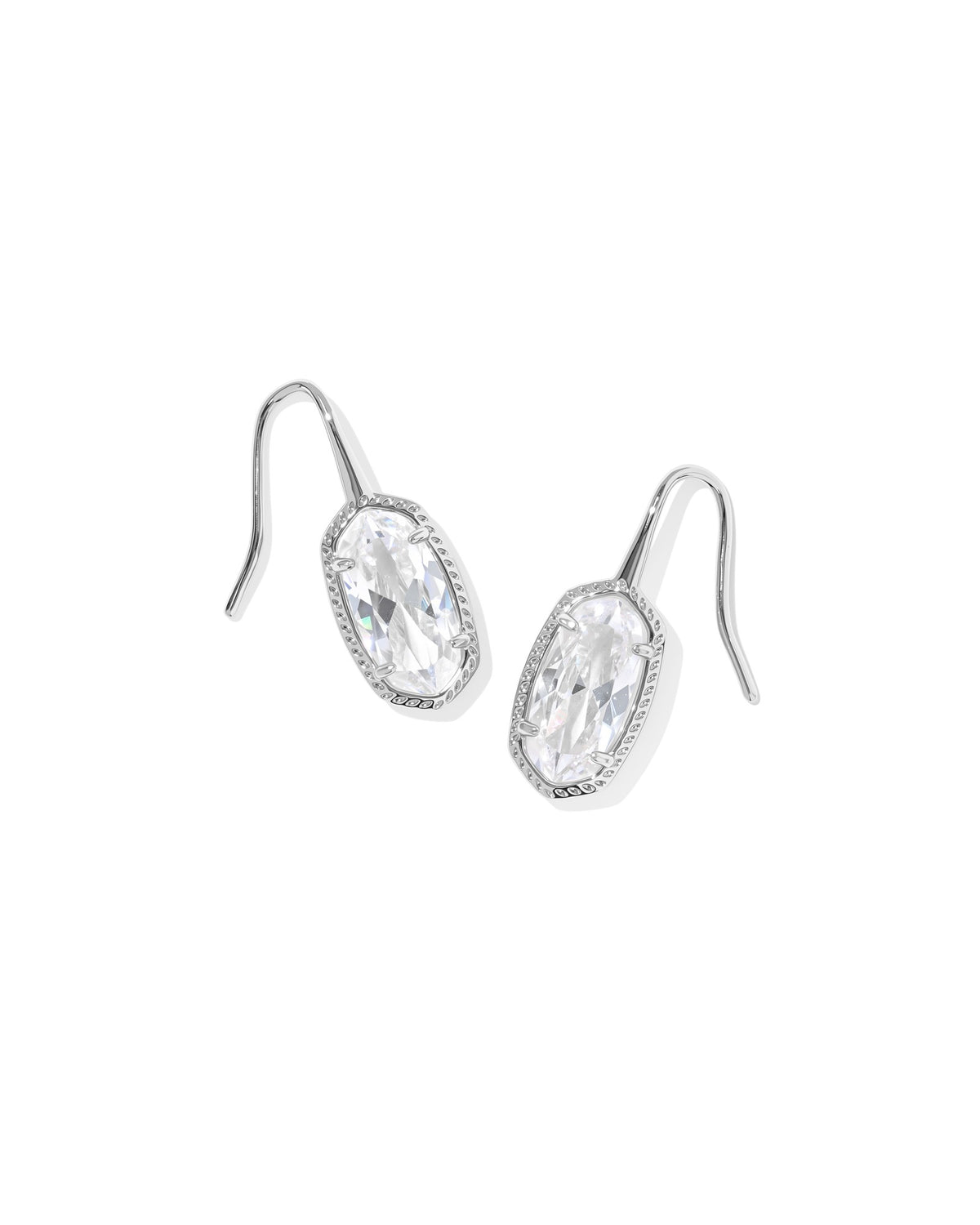 Lee Luxe Drop Earrings featuring oval cubic zirconia stones in a silver-tone setting with earwires.