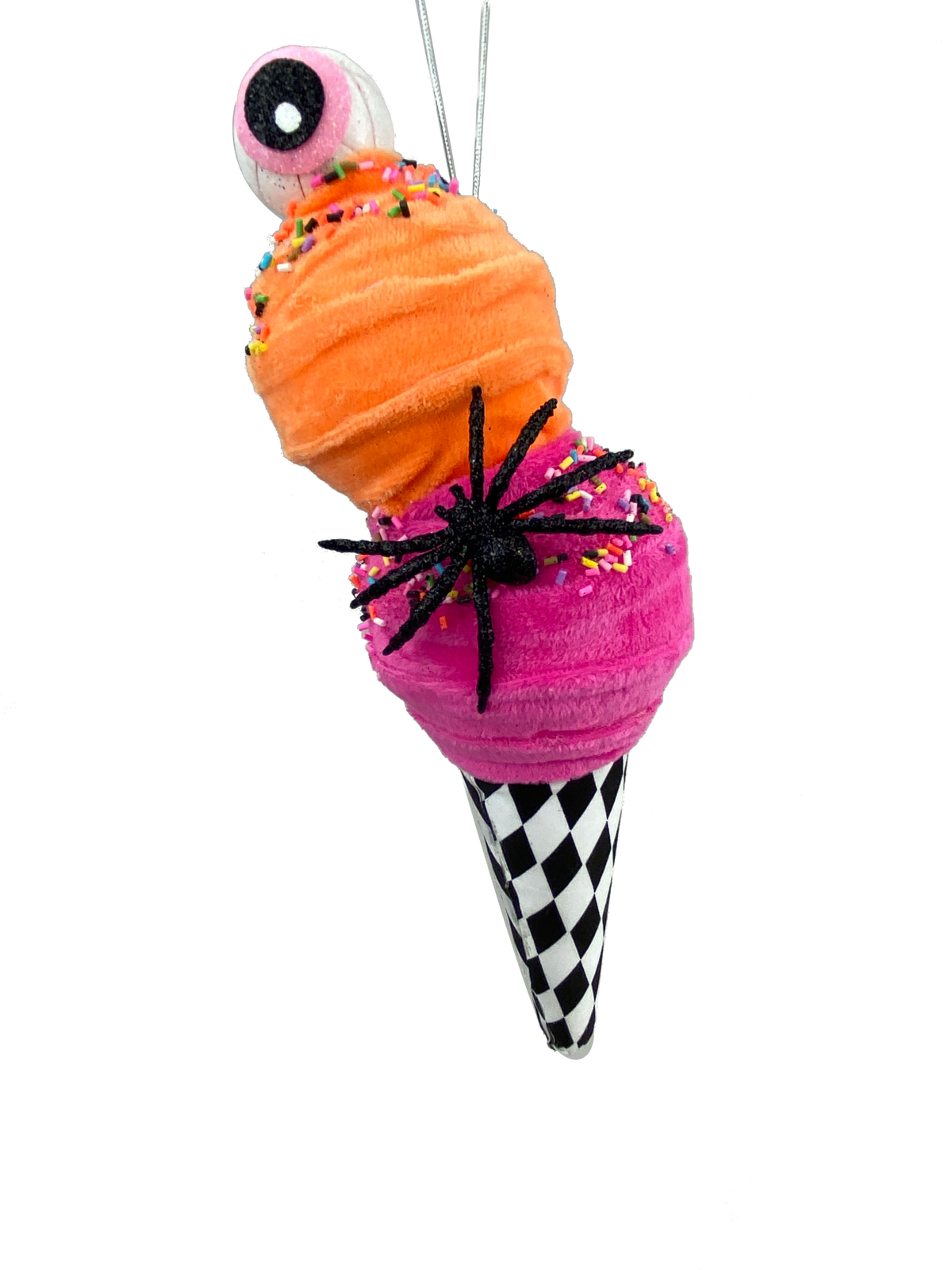 Orn Ice Cream home decor figurine with a white ceramic body shaped like an ice cream cone and scoop.