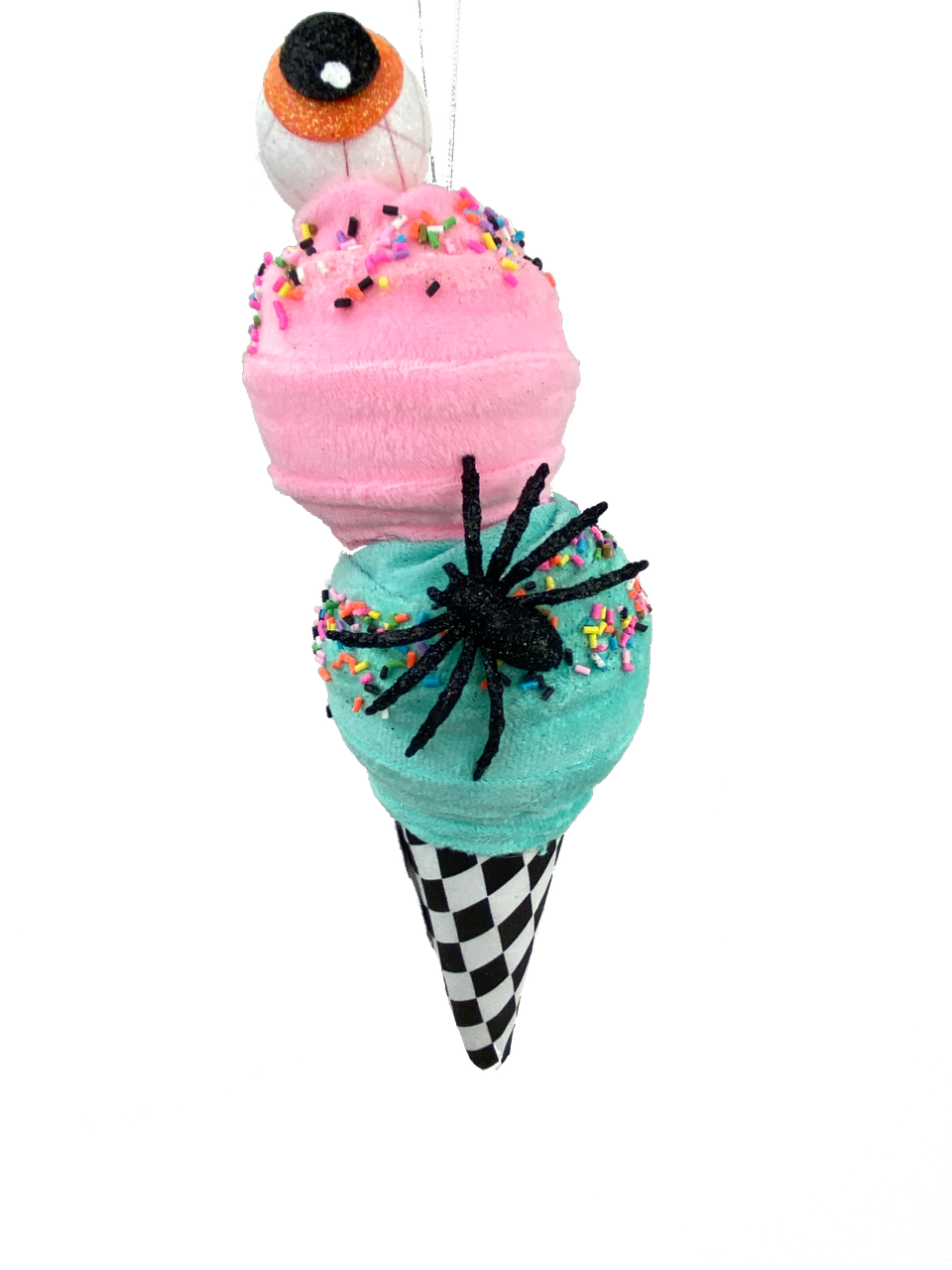 Orn Ice Cream resin home decor figurine in white with pastel pink swirls and a yellow cherry on top.