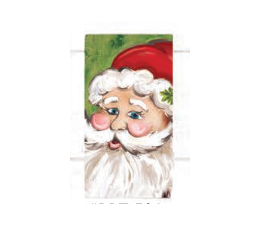 Holiday-themed tea towel with festive patterns designed to dress up a kitchen.