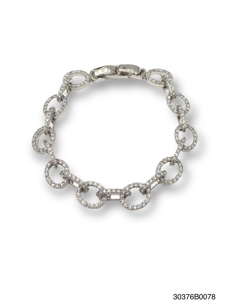 Othelia Link Bracelet in silver-tone metal with clear cubic zirconia stones and a hook closure.