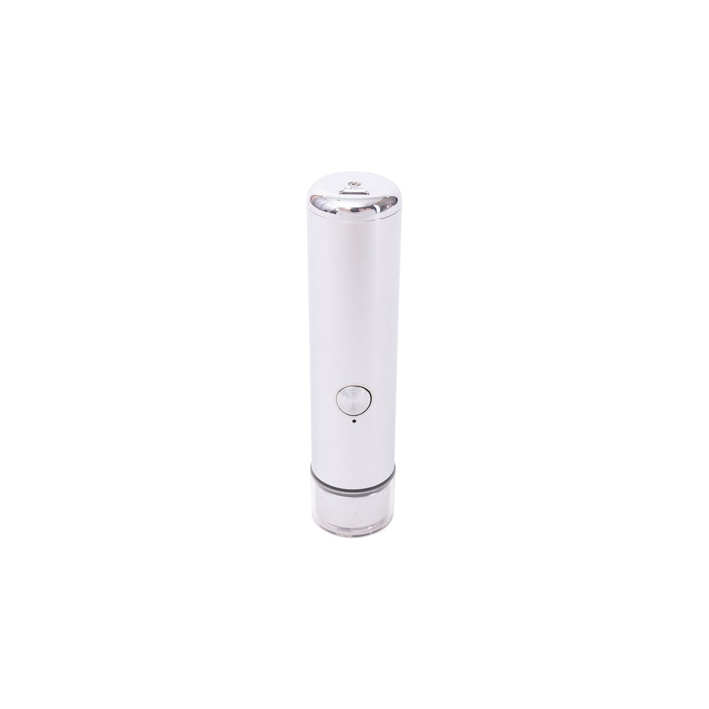 Black USB rechargeable electric shaver with ergonomic handle designed to remove stubble.