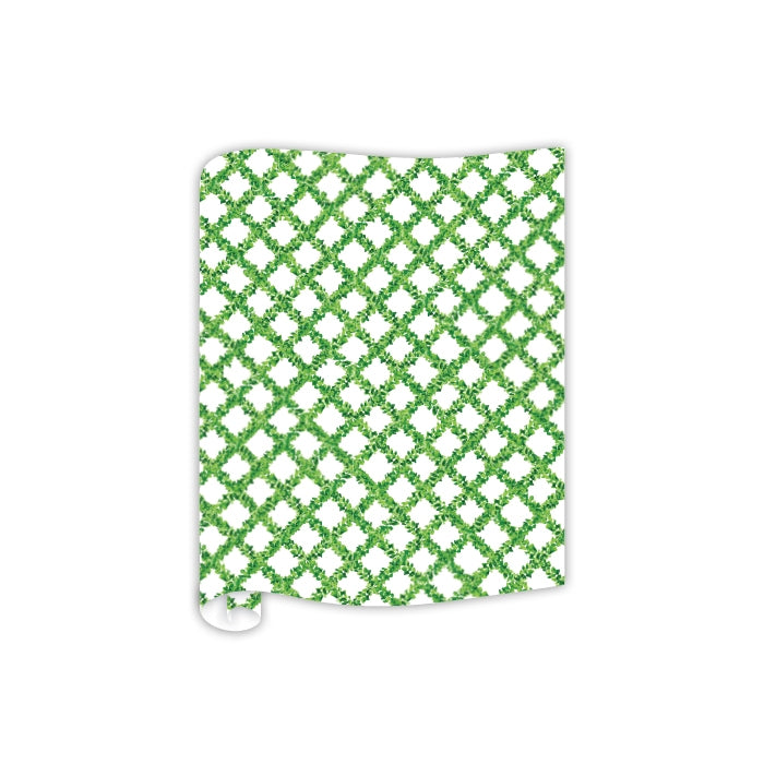 Continuous roll paper table runner in natural tone with subtle texture.