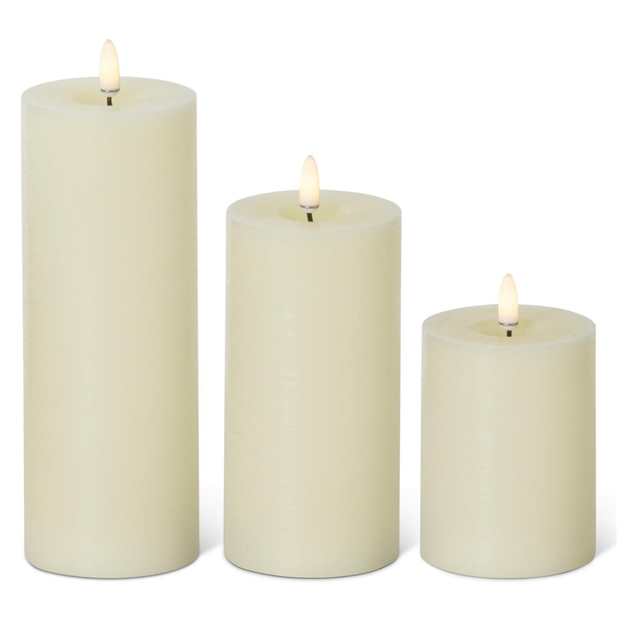 Cream ON/OFF Touch LED pillar candle with plastic wax blend and timer feature