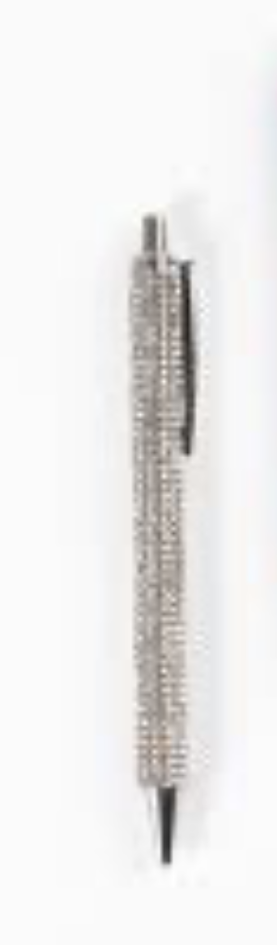 Silver Razzle Dazzle retractable ballpoint pen covered in sparkling rhinestones.