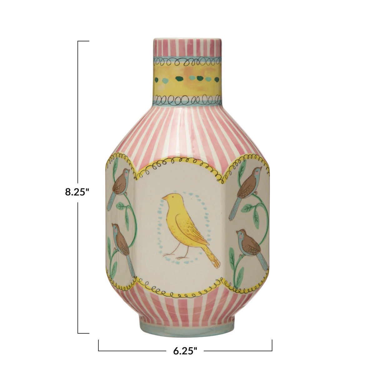 Tall ceramic dolomite vase featuring a bird motif with an organic silhouette.
