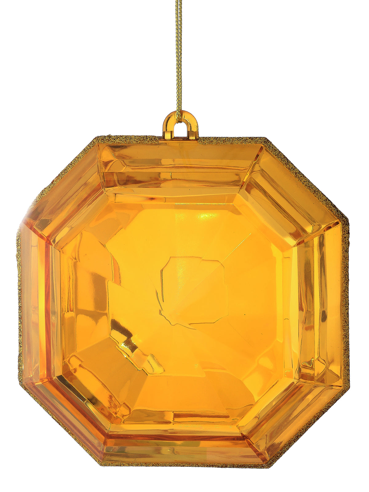 6-inch square acrylic ornament with a precious gem center on a pewter-finish base.