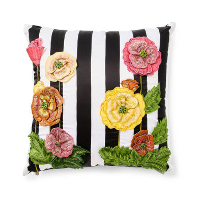 Spring Bouquet throw pillow with floral print on polyester fabric