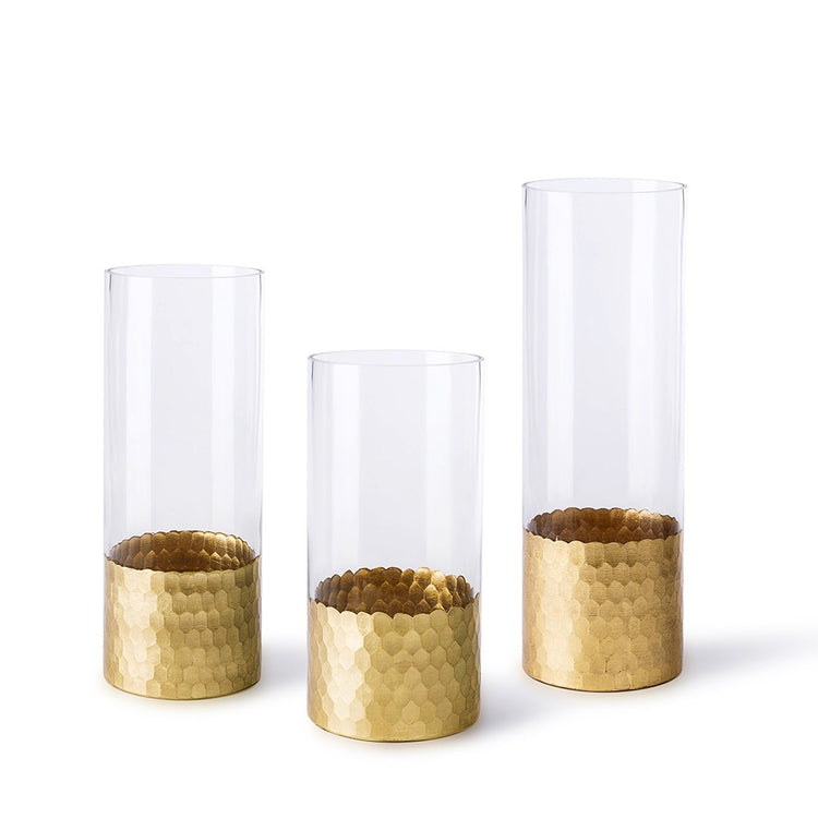 Gold-colored D4-inch vase with a simple cylindrical silhouette.