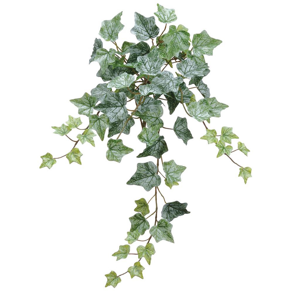 One-piece artificial ivy bush with green leaves on a wire frame