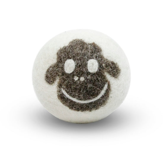 Single white eco dryer ball with smooth rounded surface