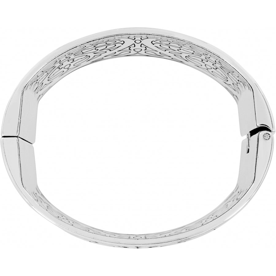 Silver plated hinged bangle bracelet with magnetic closure