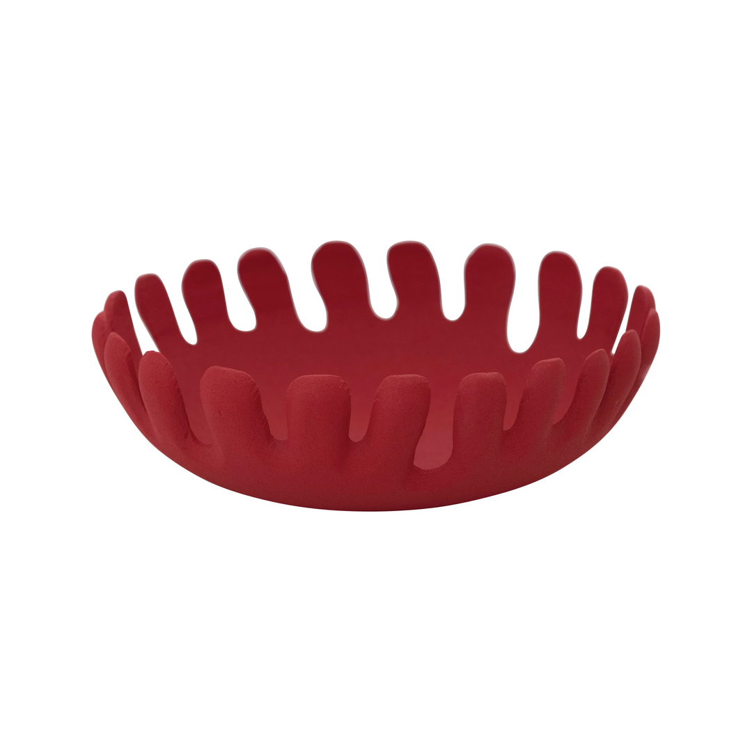 Decorative Textured Metal Bowl, Red