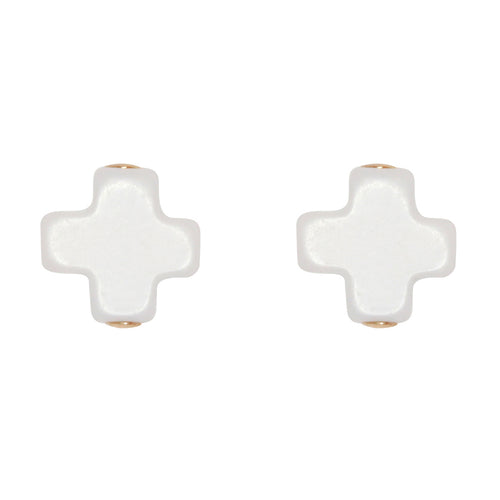 Signature Cross Stud earrings in gold-filled metal with a small cross-shaped stud silhouette.
