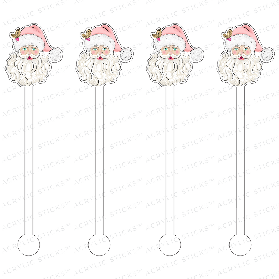 Pretty Pink Santa Acrylic Stir Sticks