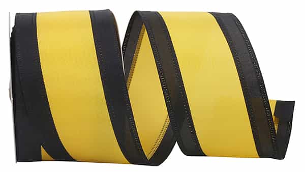 Black polyester collegiate tri stripe wired edge with gold trim