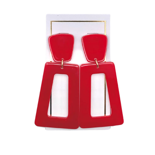 Kennedy resin earrings with a glossy finish on stainless steel posts.