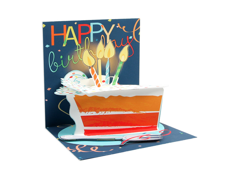 White envelope with gold foil finish featuring a colorful summer-themed card design.