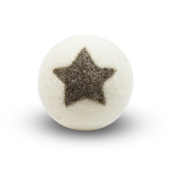 Single white eco dryer ball with smooth spherical shape.