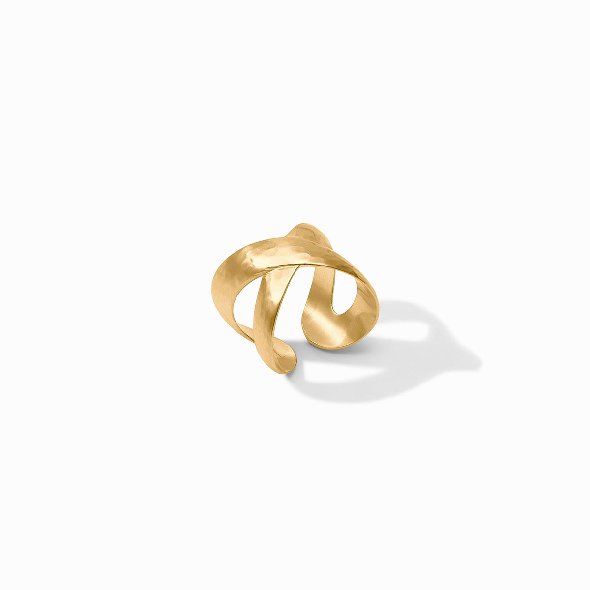 Adjustable Catalina X ring in gold-plated metal with a sleek silhouette.