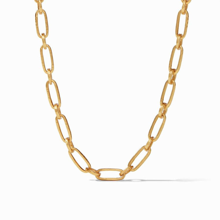 Delicate gold Palladio link necklace with hammered oval links and toggle closure