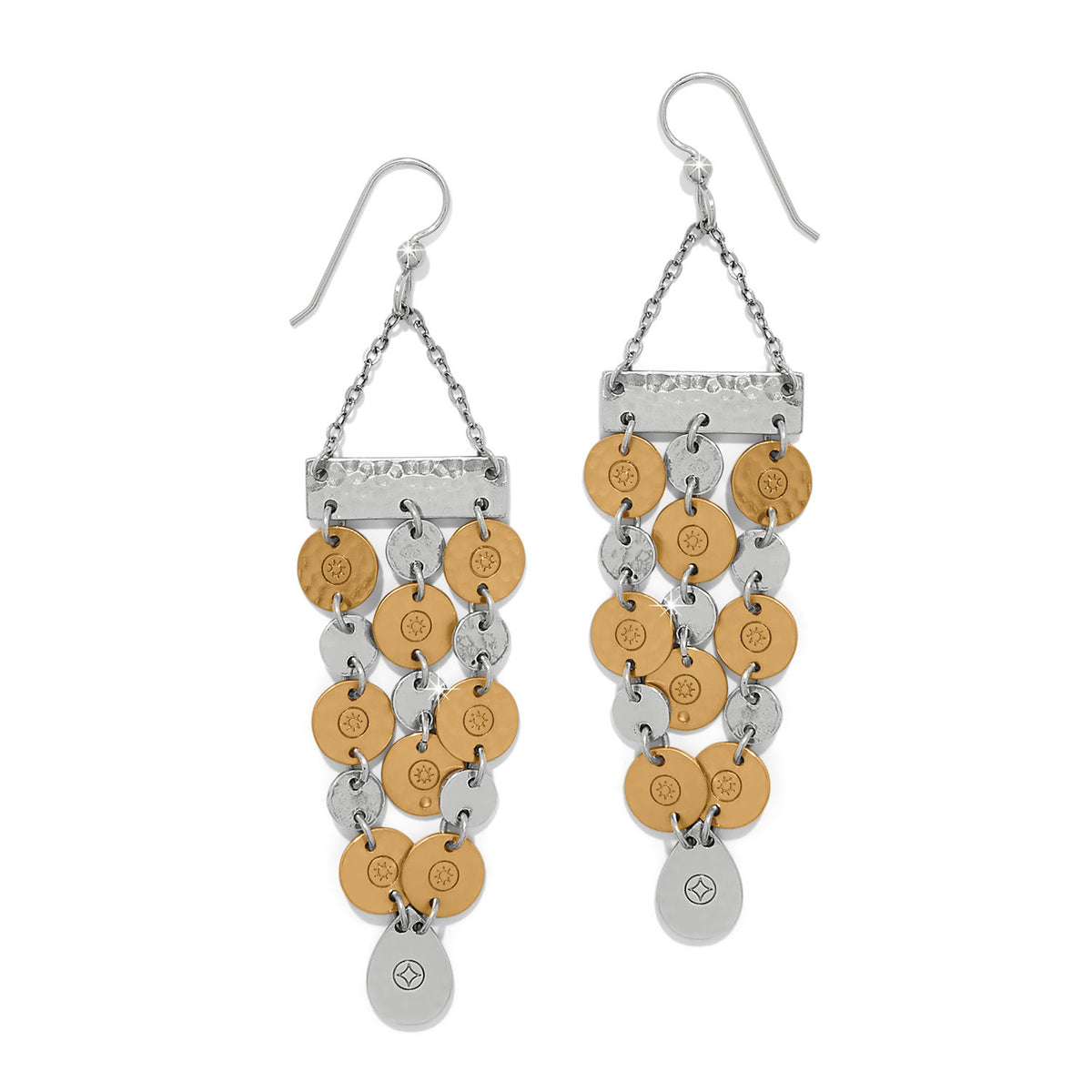 Silver and gold two-tone French wire drop earrings with a breezy lightweight silhouette.