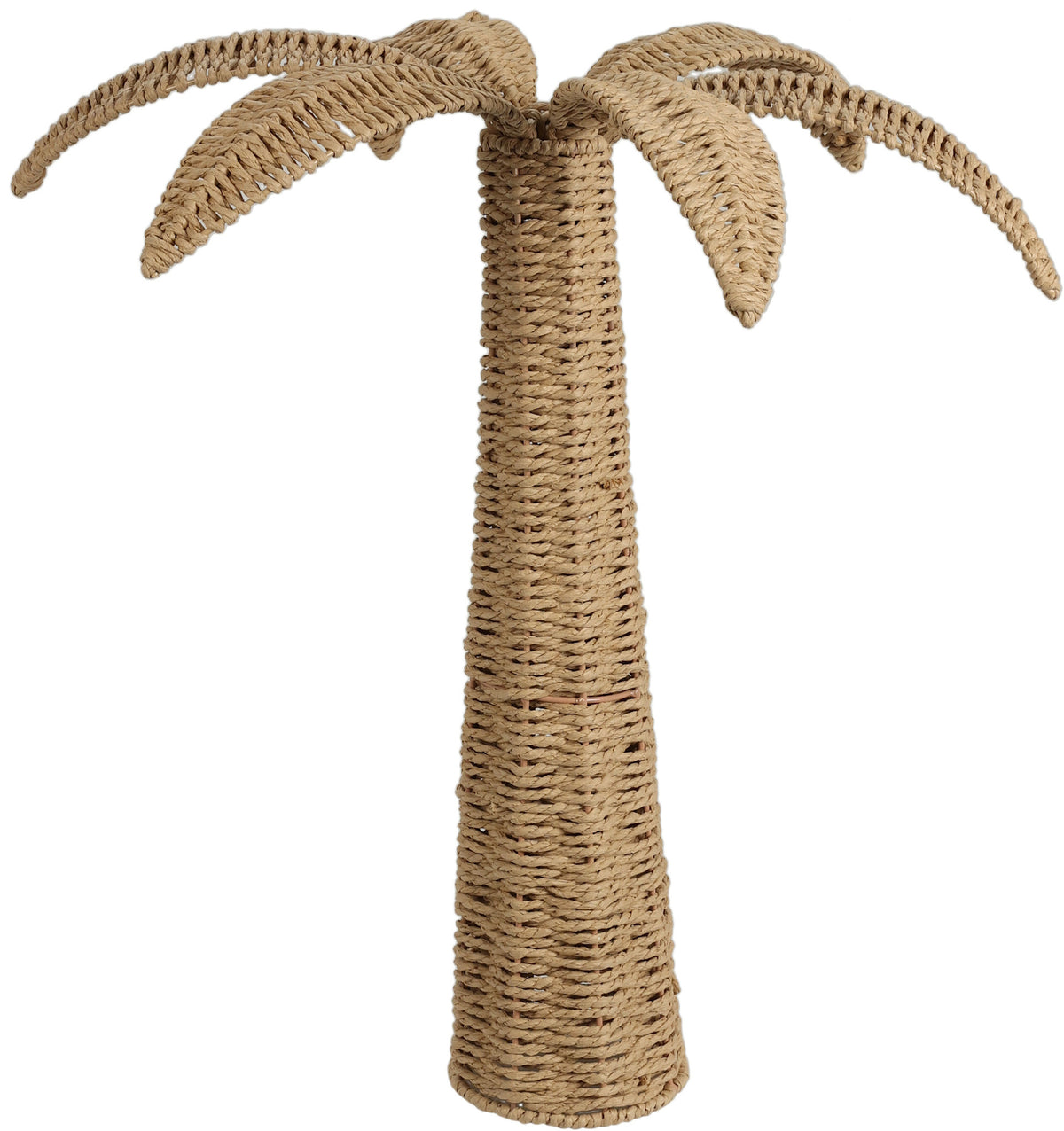 Tall palm tree reed accent piece with natural brown finish.