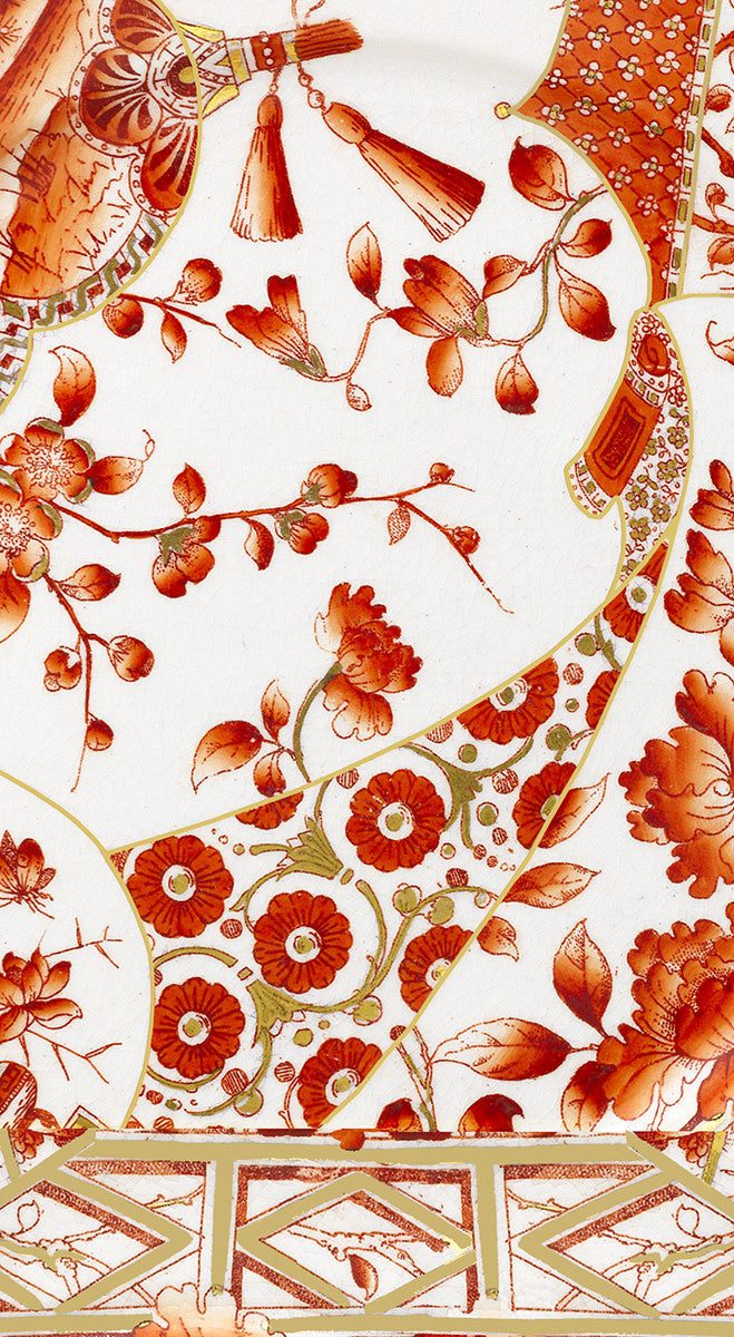 Triple-ply paper guest towel in gilded porcelain coral with a subtle shimmer pattern.