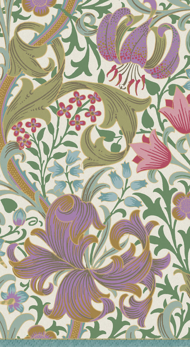 Ivory triple-ply paper guest towel with golden lily floral pattern
