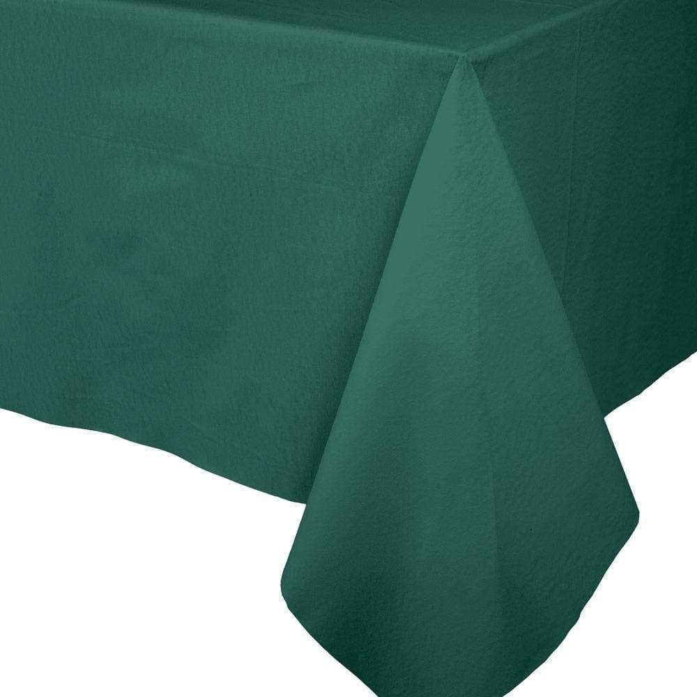 Hunter green paper linen table cover with a solid color finish