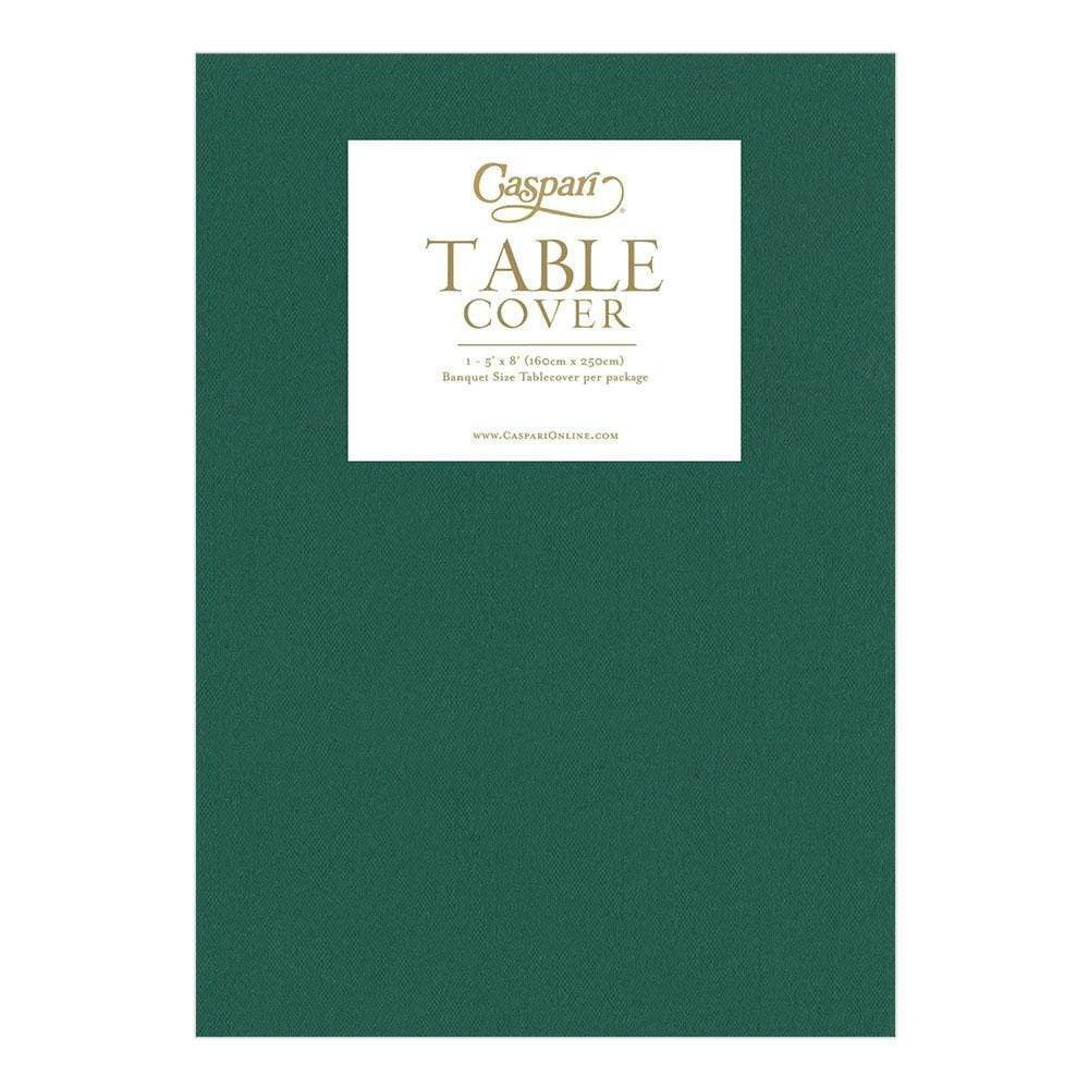 Hunter green paper linen table cover with a solid color finish.
