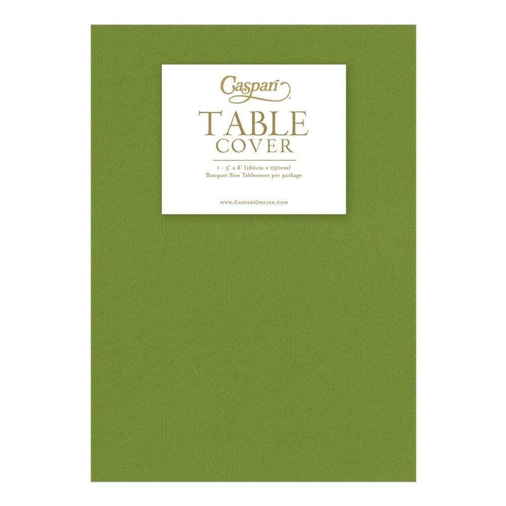 Leaf green paper linen table cover with a cloth-like texture