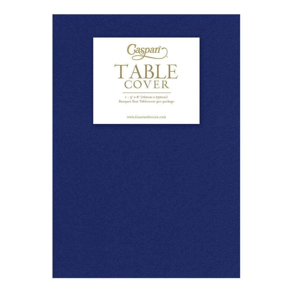 Navy blue paper linen table cover with a soft cloth-like texture.