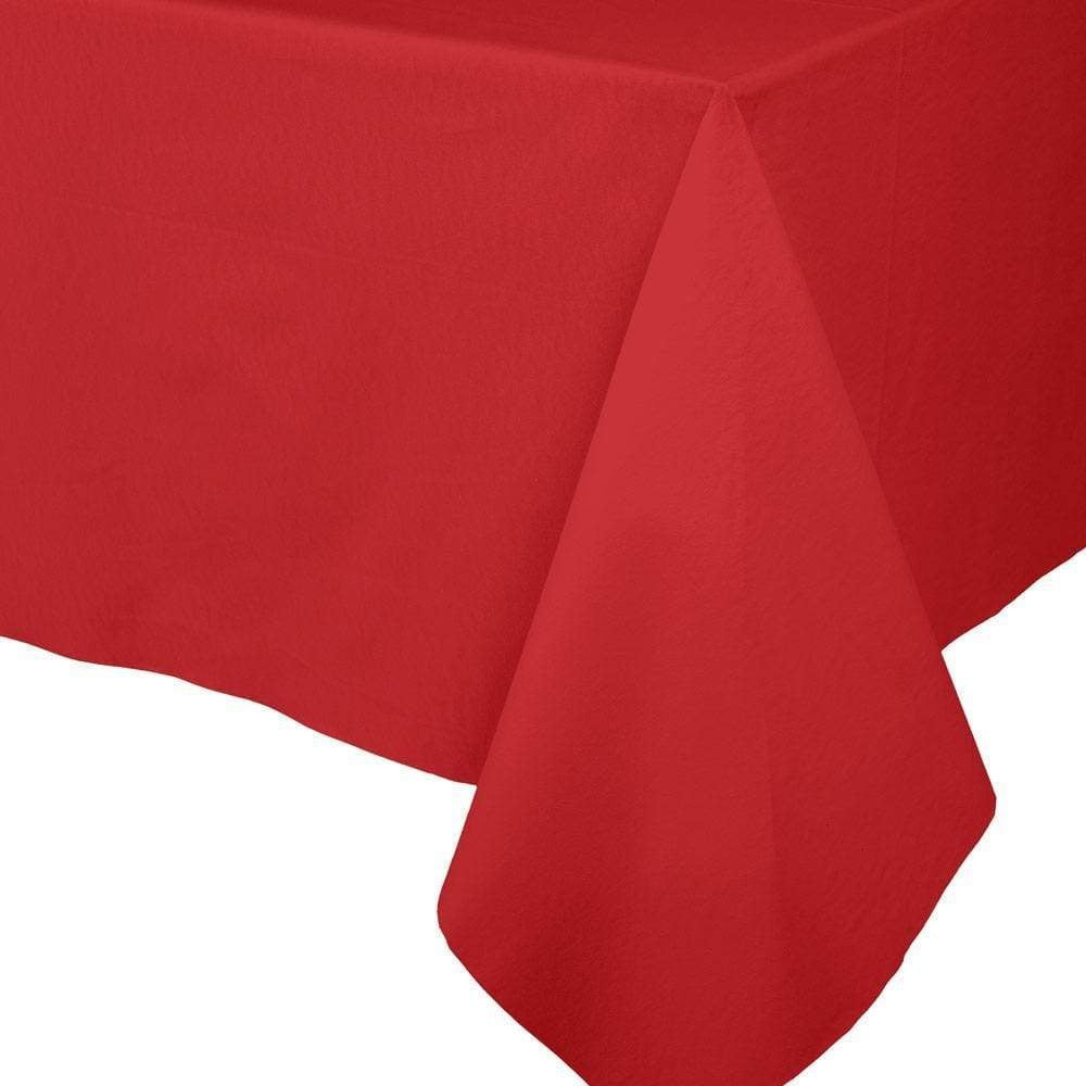Red paper linen table cover with a cloth-like texture