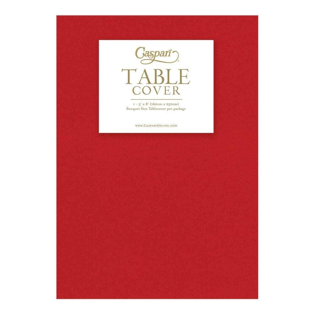Red paper linen table cover with a cloth-like texture