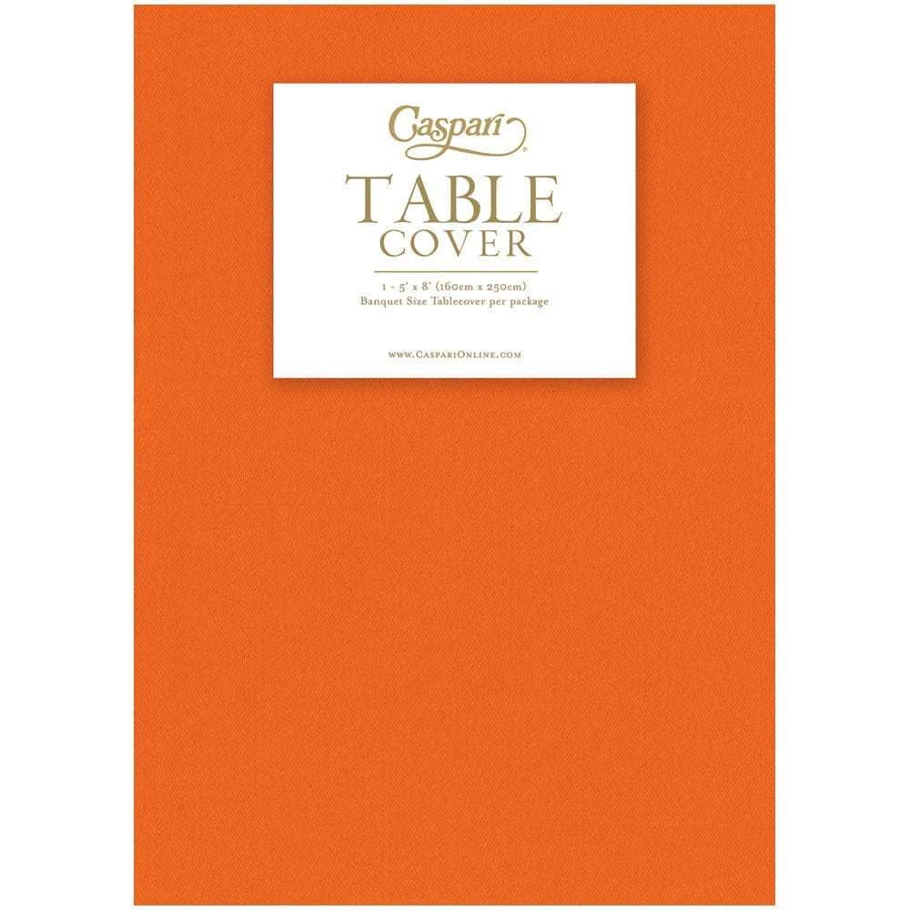 Tangerine solid paper linen table cover with soft airlaid texture