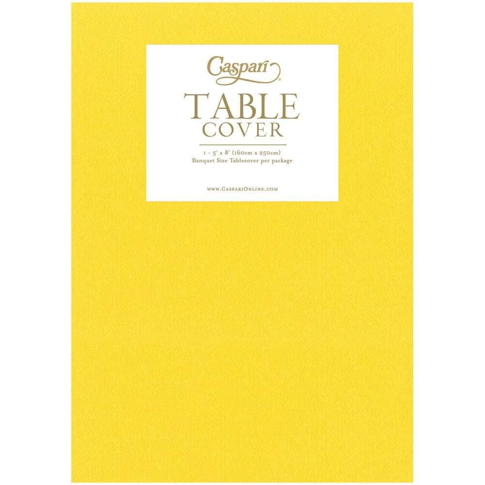 Yellow solid paper linen table cover with a cloth-like texture.