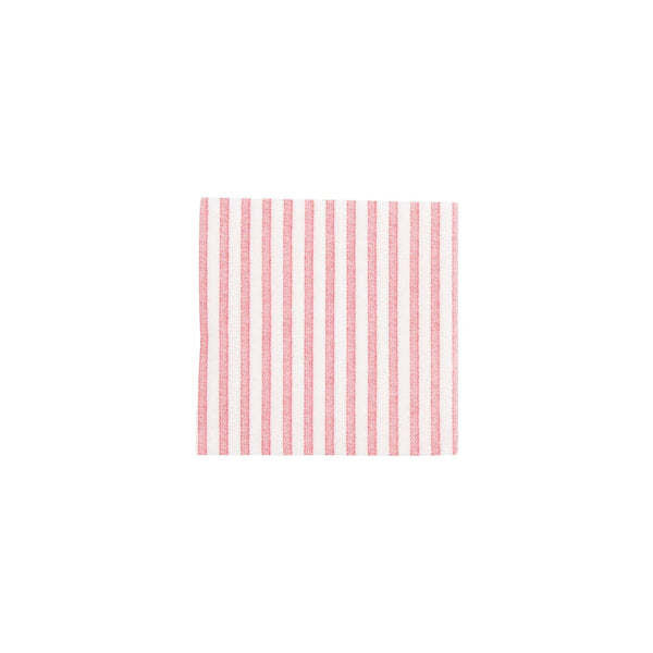 Red dot-patterned spunlace paper cocktail napkins folded square.