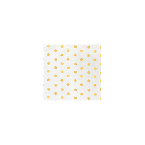 Pack of yellow spunlace dot cocktail napkins folded in square shape.