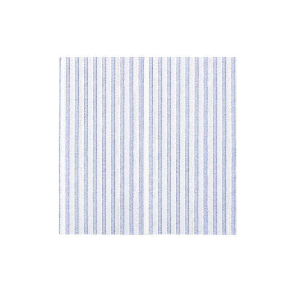 Pack of blue spunlace paper dinner napkins with a dot pattern.