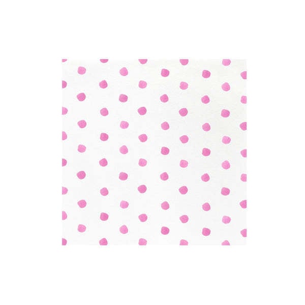 Pink dot-patterned spunlace dinner napkins folded in a square shape.
