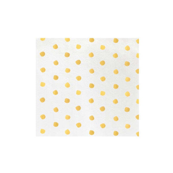 Yellow dot-patterned spunlace paper dinner napkins folded in a square shape.