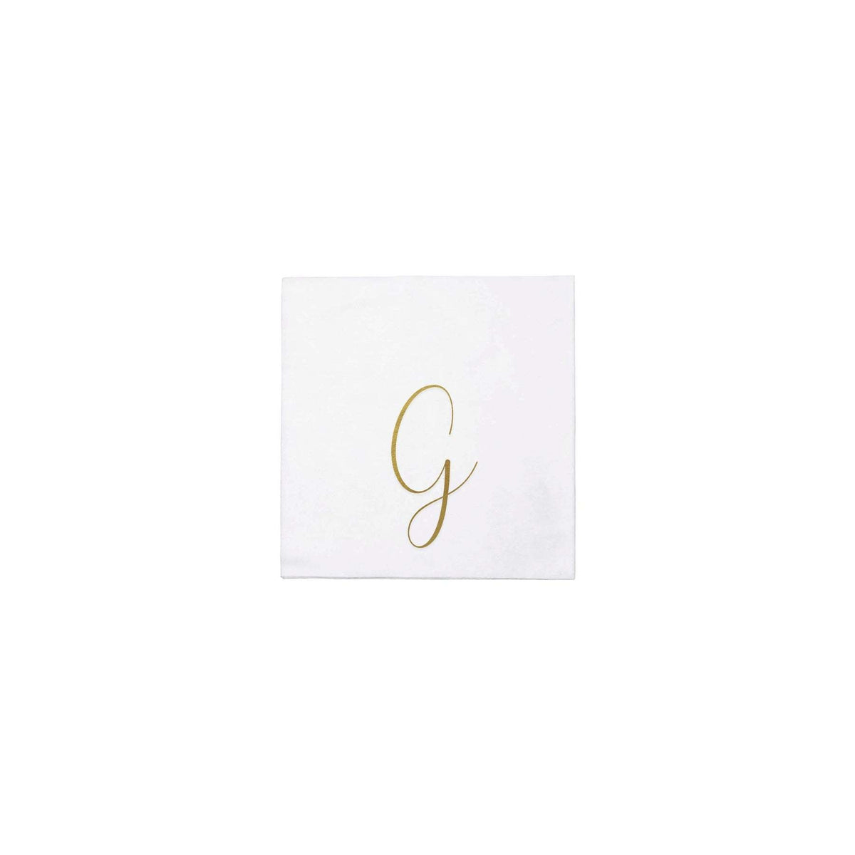 Gold monogrammed cocktail napkins folded in a square shape